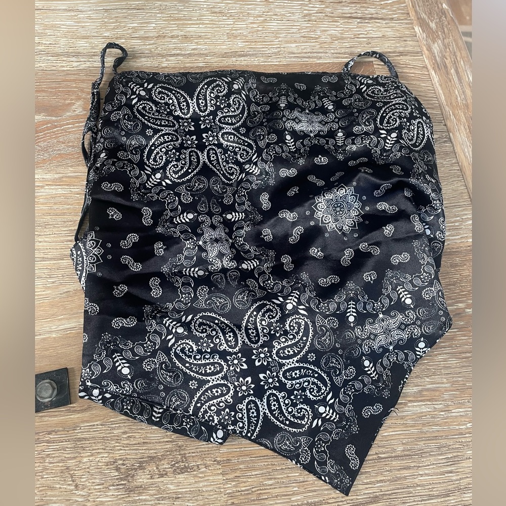 Silk bandana tie back top